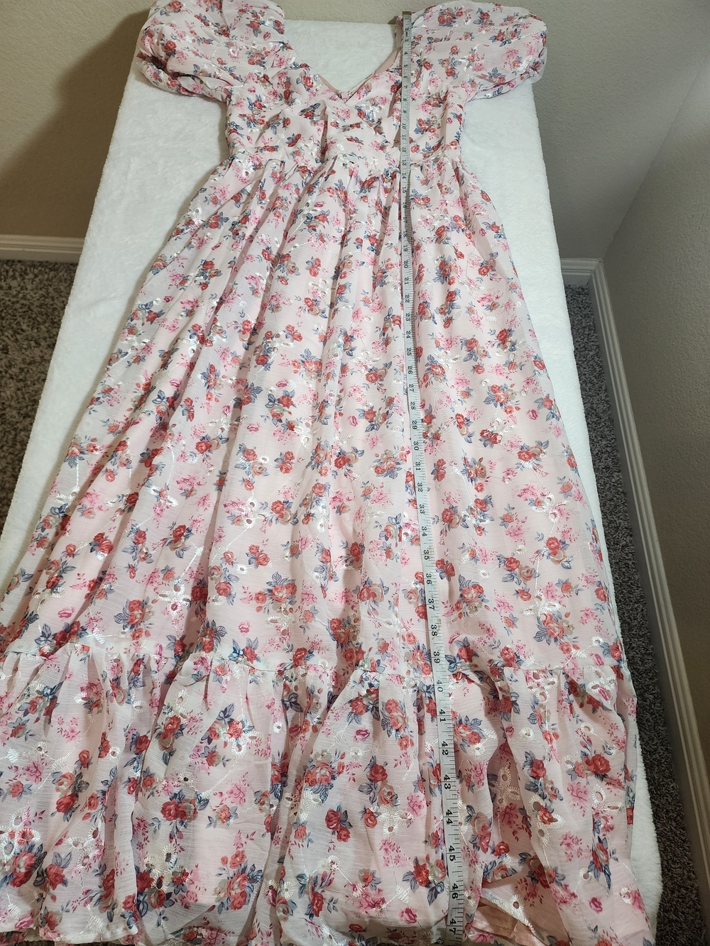 Alamour The Label Jaida Floral Maxi Dress Pink XS NWT Puff Sleeve Cottagecore - Picture 11 of 16
